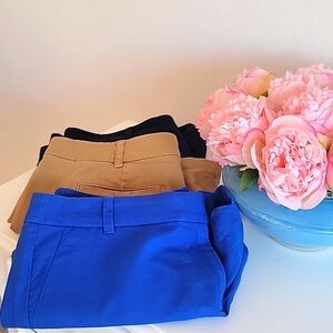 JCrew. 3 PAIRS of size 12 shorts in blue, navy & kaki.